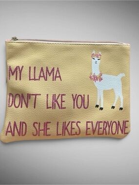 Jade & Deer Llama Makeup Bag Cosmetic Pouch “My Llama Don’t Like You”